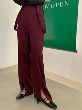 Strap Solid Color High Waist Split Pants