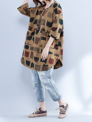 Women Literary Loose Print Short Sleeve T-Shirt