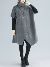 Women High Collar Loose Irregular Base Dress