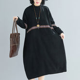 Mock Neck Knitting Printed Midi Dress