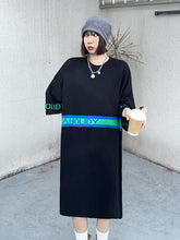 Loose Jacquard Letters Casual Knit Midi Dress