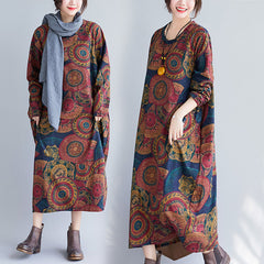 Casual Retro Print Loose Dress