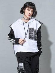Fake Two Retro Hooded Tops