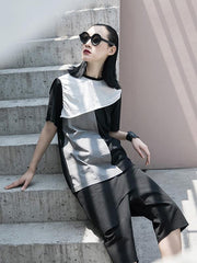 Loose Split-Joint Contrast Color T-Shirt