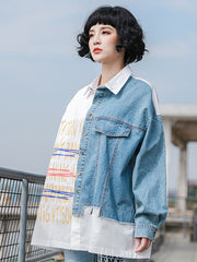 Stitched Denim Loose Shirt
