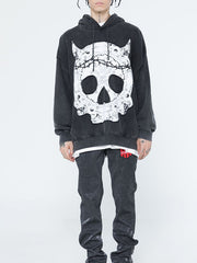 Skull Print Oversize Loose Hoodie
