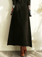 Solid A-Line Loose Casual Skirt