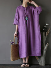 Loose Pure Color Cotton Long Robe