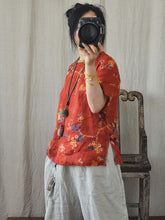 Intage Casual Floral Split Hem T-Shirt