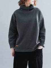 Women High Collar Color Block Pullover Sweatshirt