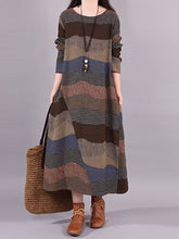 Round Neck Loose Printed Maxi Dress