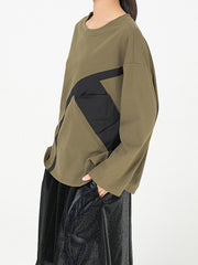 Pullover Round-Neck Color-Block Shirt