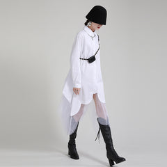 Loose And Irregular Large Stitching Mesh Dress