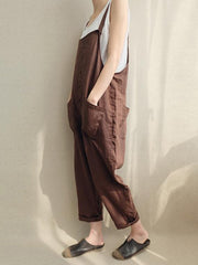 Loose Comfortable Pocket Button Jumpsuit