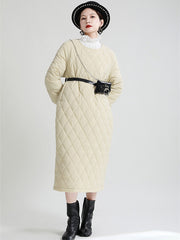 Retro Plaid Solid Color Cotton Midi Dress