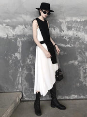 Vintage Split-joint Asymmetric False Two Dress