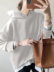 Casual Solid Color Long Sleeve Hooded Sweatshirt