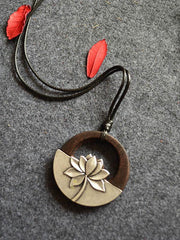 Vintage Ethnic Style Lotus Long Necklace
