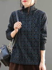 Vintage Floral Printed Long Sleeves Shirt