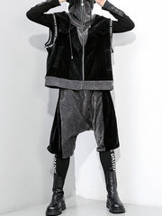 Women Zipper Sleeveless Stitching Contrast Vest