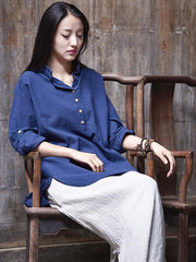 National Style Stand Collar Linen Shirt