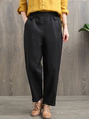 Vintage Ramie Cotton Solid Pant