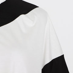 Contrasting Striped Lapel Irregular Loose T-Shirt