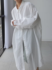 Loose Thin Solid Color Lapel Casual Shirt Dress