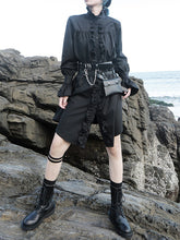 Women Collar Lace Flared Sleeve Shirt Dress