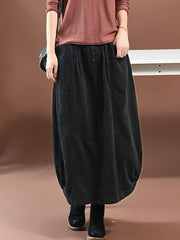 Loose Elastic Waist Corduroy Skirt