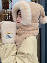 Casual And Simple Three-Piece Hat Scarf Set