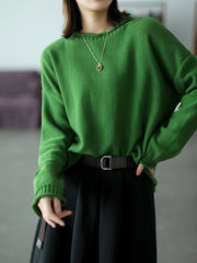 Women Retro Loose All Match Round Neck Sweater