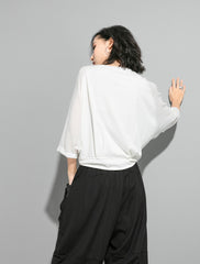 Women Stitching Bow Loose Loose T-Shirt