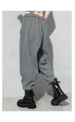 Solid Color Elastic Waist Sports Overalls Cropped Pants