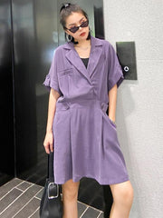 Original Lapel Elasticity Waist Dress
