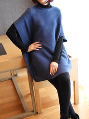 Casual Short Batwing Sleeve Midi Knitting Midi Dress