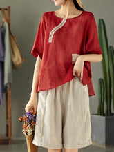 Retro Colored Round Neck Casual T-Shirt