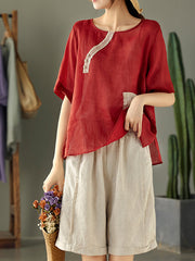 Retro Colored Round Neck Casual T-Shirt