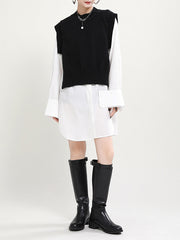 Women Color Matching Splicing Casual Dress