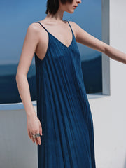 Women Retro Loose V-Neck Slim Suspender Dress