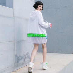 Women Loose Printed Hooded Casual Sweatshirt