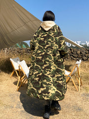 Mid-Length Quilted Thick Camouflage Lamb Cashmere Coat