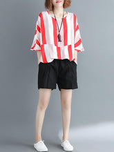 Loose Striped Batwing Sleeves Shirt