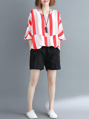 Loose Striped Batwing Sleeves Shirt