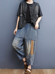 Simple Stylish Denim Split-Joint Pants