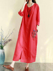 Vintage Panelled Loose-Fitting Midi Dress