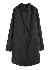 Long Sleeves Cropped Solid Shirt Dress