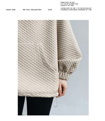 Casual Solid Waffle Hooded Pullover Sweatshirt