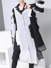 Loose Split-Joint Falbala Cropped Lapel Dress