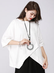 Casual Cropped Split-front T-shirt